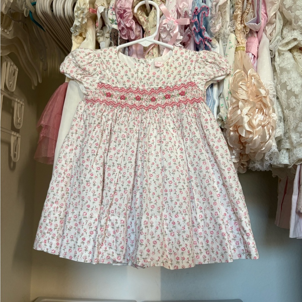 First Impressions vintage floral smocked dress 0-3 months